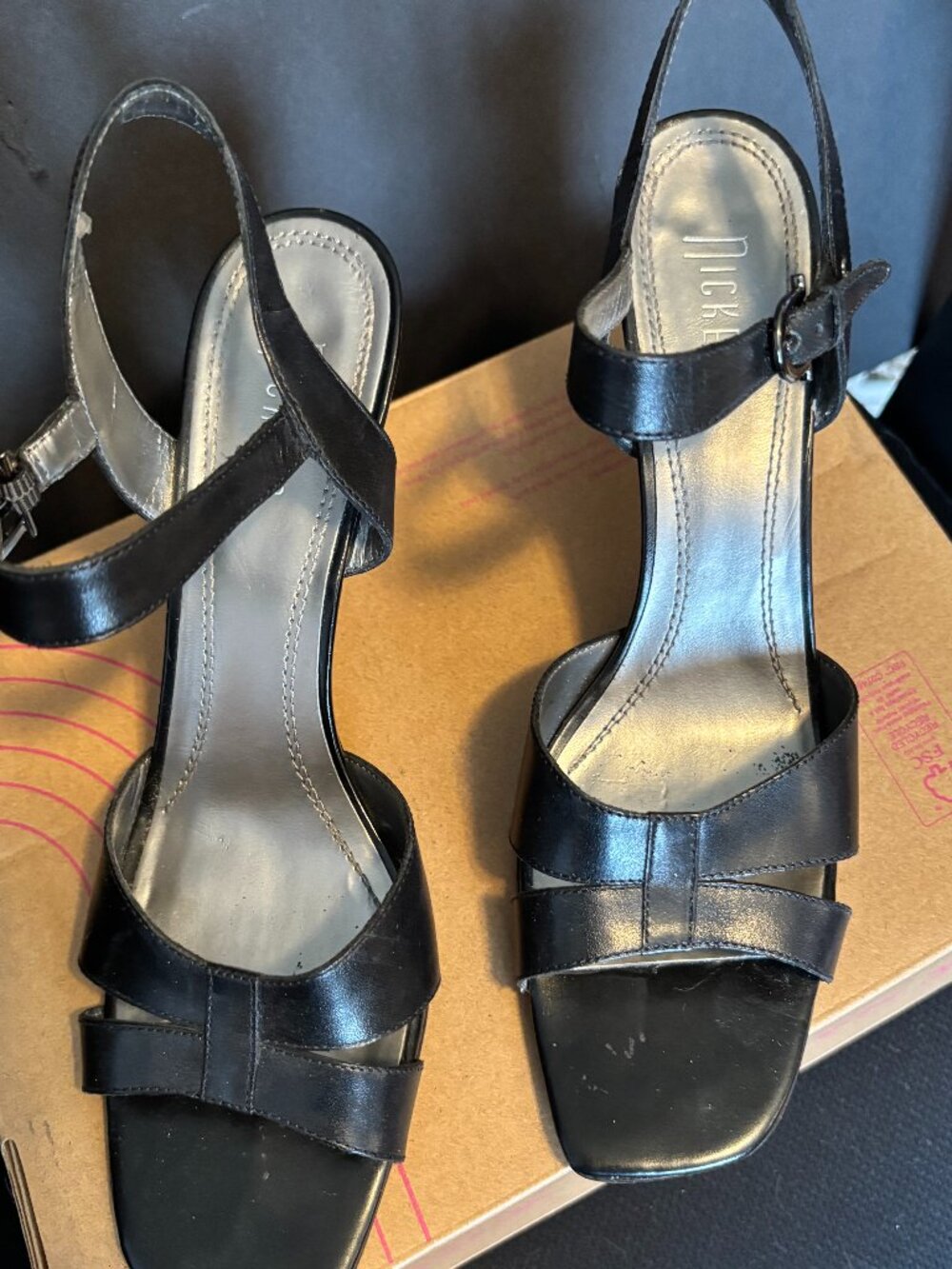 Nickels Women's Black Leather Dress Sandal Size 8 1/2